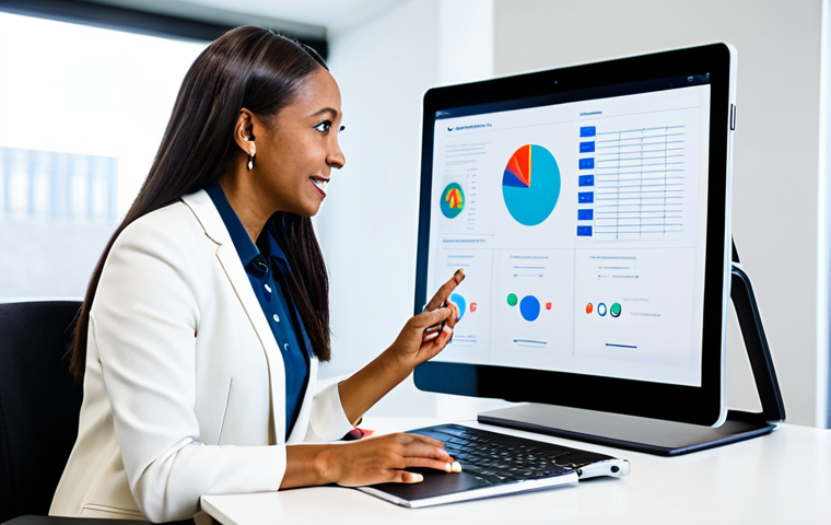 A professional self-directed learning coach, a diverse adult female, is engaged in an empowering conversation with a focused male learner. They are seated at a sleek, modern workstation in a brightly lit, contemporary office, collaboratively looking at a digital tablet displaying an organized learning roadmap. Both individuals are fully clothed in modest, appropriate business attire, conveying professionalism and a positive learning atmosphere. The scene emphasizes collaboration and guidance. High-quality professional photography, natural lighting, safe for work, appropriate content, professional, perfect anatomy, correct proportions, natural pose, well-formed hands, proper finger count, natural body proportions.