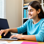 Personalized Learning Setup**

"A student fully clothed in comfortable clothing, working on a laptop in a bright, organized home office space. Bookshelves and motivational posters in the background. Focus on the student's engaged expression. Safe for work, appropriate content, perfect anatomy, correct proportions, natural pose, family-friendly, high quality, professional photography, modest attire."

**