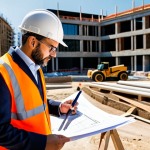 **

A professional architect, fully clothed in modest business attire, reviewing blueprints at a sunlit construction site in Barcelona. Appropriate content, safe for work, perfect anatomy, natural proportions, professional photography, high quality.

**